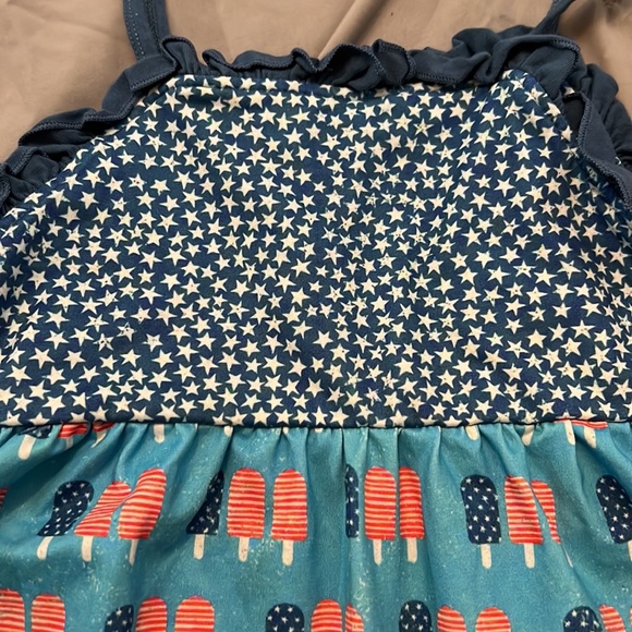 Girls Boutique tank top and short red white and blue bomb pop 4th of July set 4T - Picture 4 of 6
